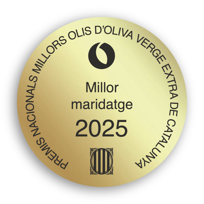 Segell Premi Millor Maridatge 2025 dels Premis Nacionals d’Olis d’Oliva Verge Extra de Catalunya per a Mas Curró Selecta